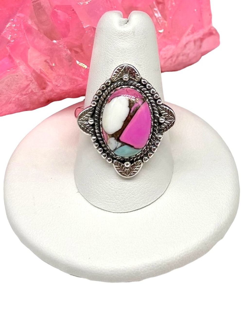 Cotton Candy Kingman Turquoise Ring Adjustable Size 7.5 - 10 925 Sterling Silver